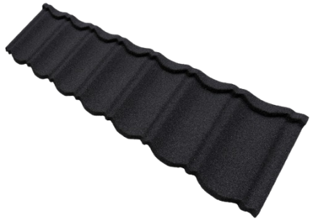 Acoperisuri tigla cu roca vulcanica - Panou Tigla Metalica Cu Roca Vulcanica, Novatik Natura, Classic, Dark Moon, 370 x 1340 x 0.45 mm