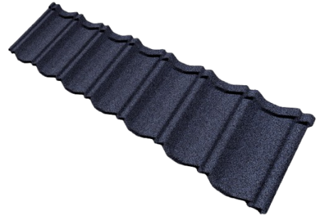 Acoperisuri tigla cu roca vulcanica - Panou Tigla Metalica Cu Roca Vulcanica, Novatik Natura, Classic, Galaxy Blue, 370 x 1340 x 0.45 mm