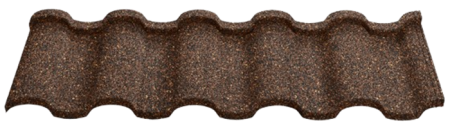 Acoperisuri tigla cu roca vulcanica - Panou Țiglă Metalică cu Rocă Vulcanică – Novatik Natura, Roman, Brown Earth, 370 x 1320 x 0,45 mm