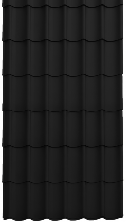 Tipuri de acoperis - Panou Țiglă Metalică Novatik Practik Active - Negru (RAL 9005) Mat, 0.50 mm, 2205 × 1200 mm, 2.646 mp