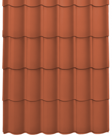 Acoperisuri tigla metalica - Panou Țiglă Metalică Novatik Practik Active - Rosu Cărămiziu (RAL 8004) Mat, 0.50 mm, 1505 × 1200 mm, 1.806 mp