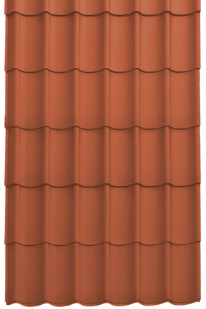 Acoperisuri tigla metalica - Panou Țiglă Metalică Novatik Practik Active - Rosu Cărămiziu (RAL 8004) Mat, 0.50 mm, 1855 × 1200 mm, 2.226 mp