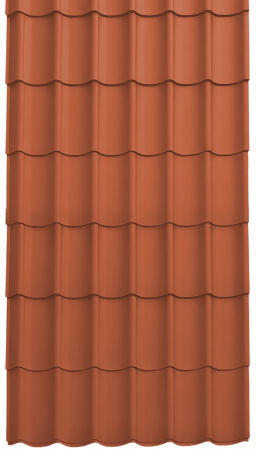 Acoperisuri tigla metalica - Panou Țiglă Metalică Novatik Practik Active - Rosu Cărămiziu (RAL 8004) Mat, 0.50 mm, 2205 × 1200 mm, 2.646 mp