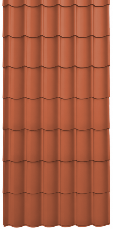 Acoperisuri tigla metalica - Panou Țiglă Metalică Novatik Practik Active - Rosu Cărămiziu (RAL 8004) Mat, 0.50 mm, 2555 × 1200 mm, 3.066 mp