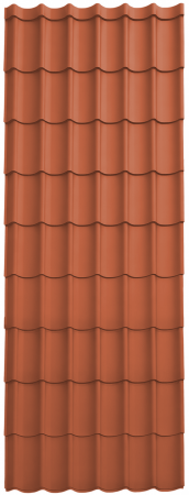 Acoperisuri tigla metalica - Panou Țiglă Metalică Novatik Practik Active - Rosu Cărămiziu (RAL 8004) Mat, 0.50 mm, 3255 × 1200 mm, 3.906 mp