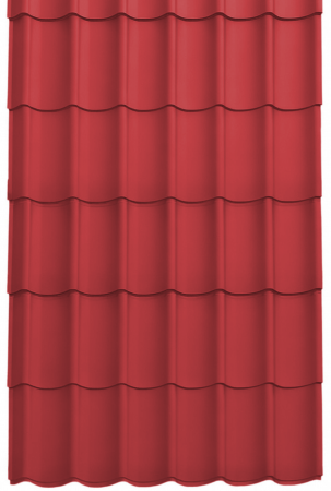 Acoperisuri tigla metalica - Panou Țiglă Metalică Novatik Practik Active - Rosu Maroniu (RAL 3009) Mat, 0.50 mm, 1855 × 1200 mm, 2.226 mp