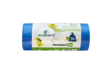 Curatenie si intretinere - Saci Menajeri, EcoFriend, Albastri, 35l, 15 saci/rola
