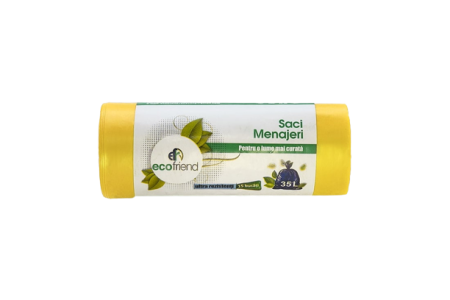 Curatenie si intretinere - Saci Menajeri, EcoFriend, Galbeni, 35l, 15 saci/rola