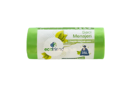 Curatenie si intretinere - Saci Menajeri, EcoFriend, Verzi, 35l, 15 saci/rola