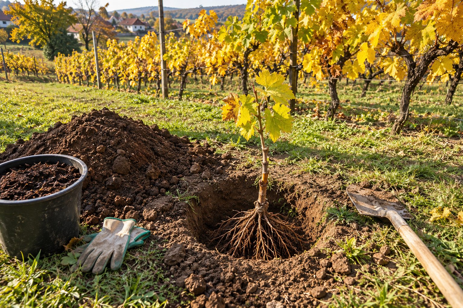Groapa de plantare pentru vița de vie: adâncime, lățime, îngrășământ