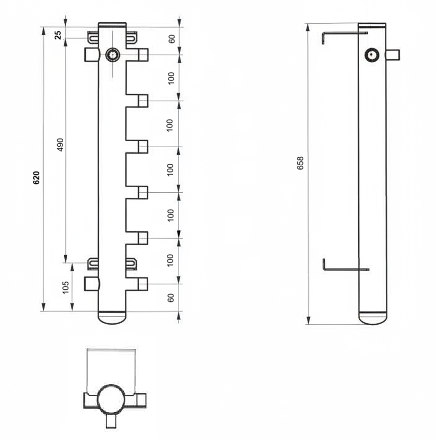 Distribuitor din oțel cu 6 racorduri (încălzire radiatoare) [2]