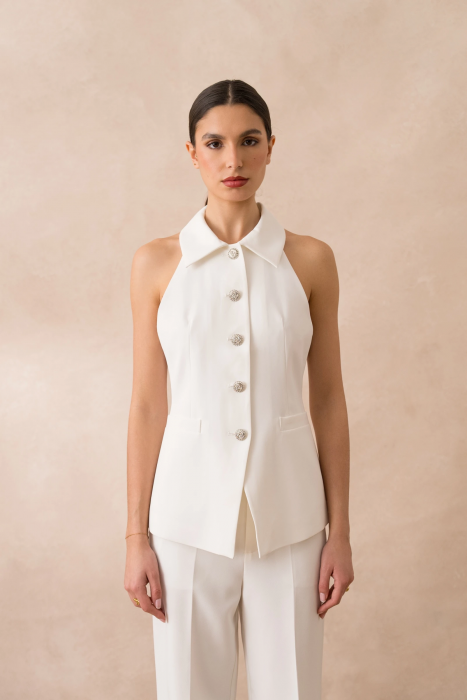 Vesta alba cu nasturi mari [2]