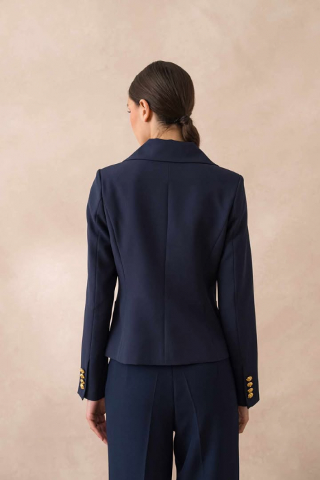 Sacou cambrat cu nasturi metalici bluemarin V2566BL [5]