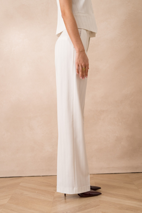Pantaloni albi cu dungi, largi P-2569A [4]