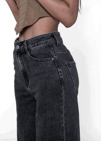 Blugi dama gri inchis wide leg Nina Carter [4]