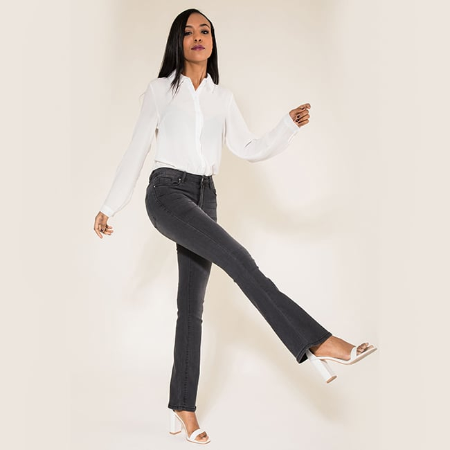 Blugi gri inchis evazati [3]