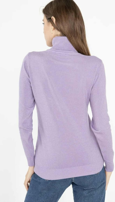 Bluză Damă cu Guler Înalt – Lila Pastel [5]