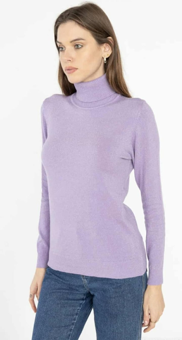 Bluză Damă cu Guler Înalt – Lila Pastel [2]
