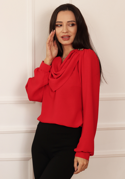 Bluza lejera cu pliuri rosu [3]