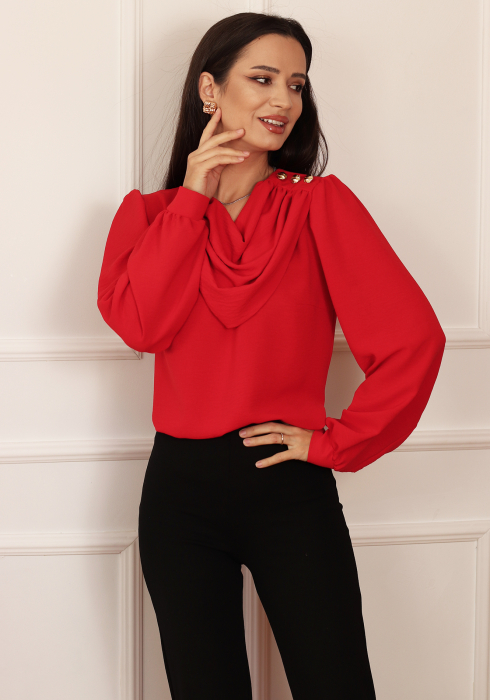 Bluza lejera cu pliuri rosu [2]