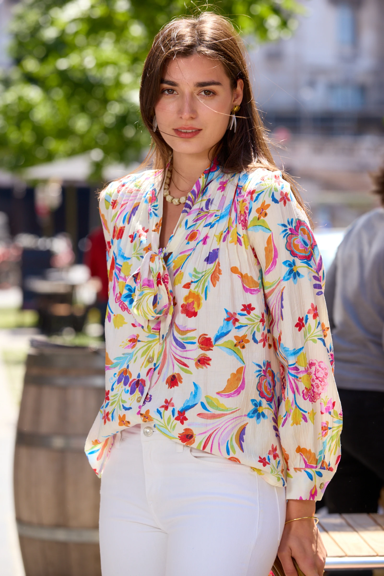 Camasa cu print floral din vascoza [2]