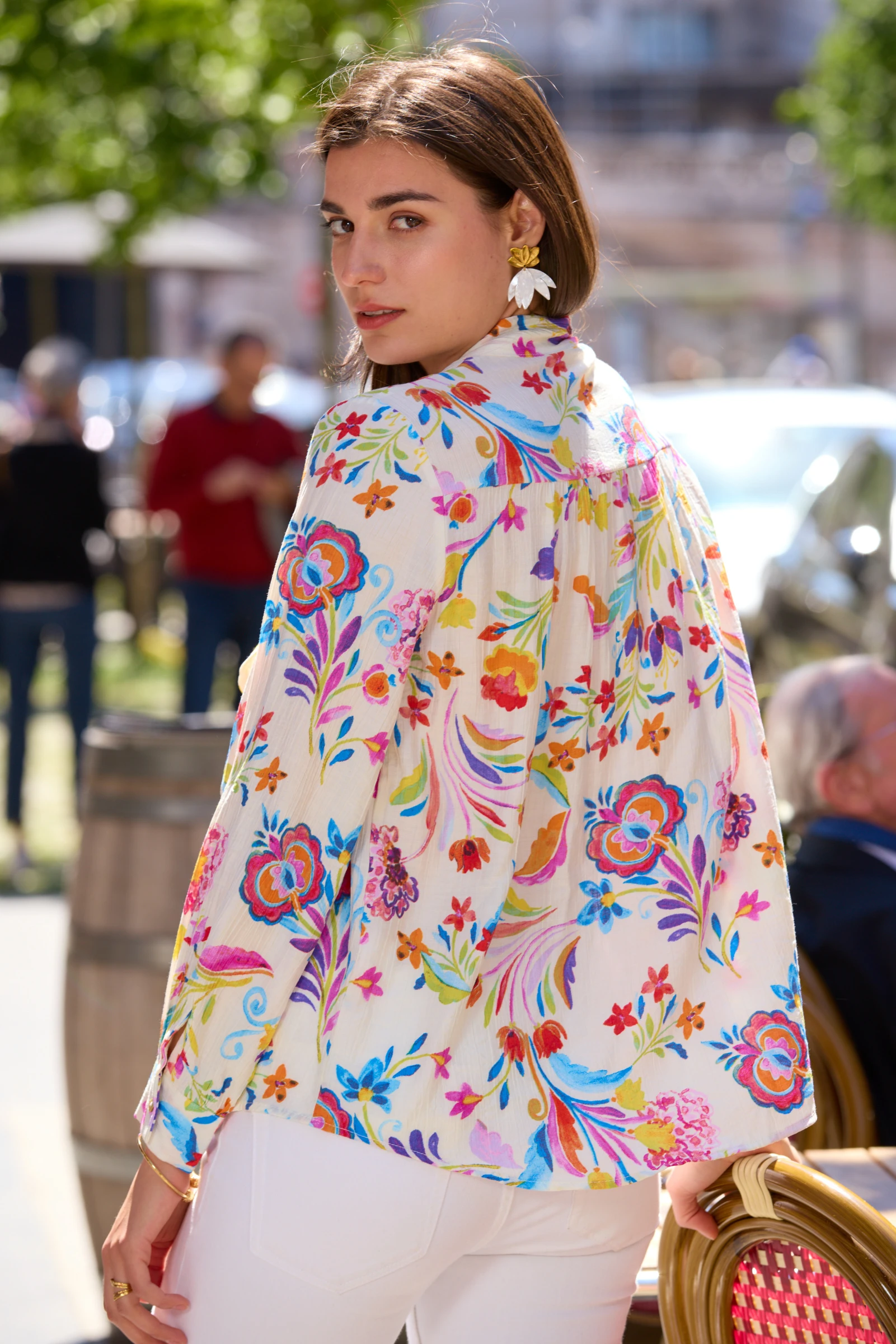 Camasa cu print floral din vascoza [3]