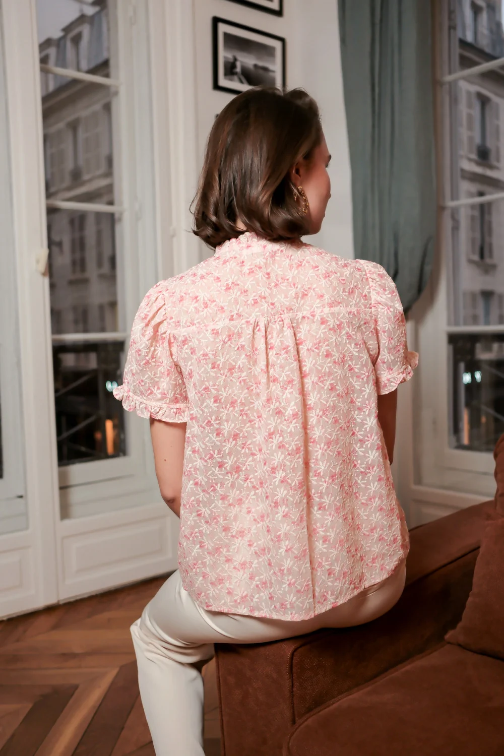 Camasa roz cu maneca scurta baby doll [3]