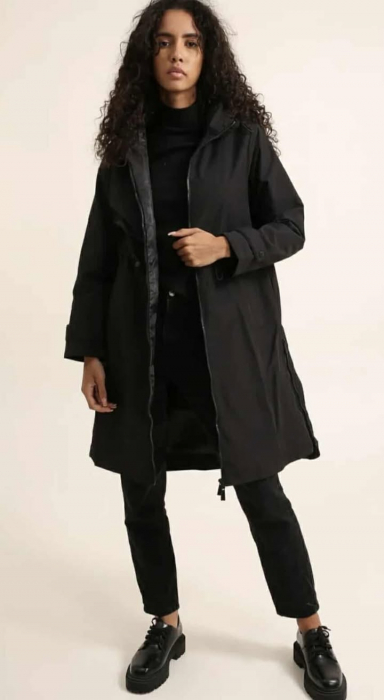 Geacă dama lungă neagra casual-elegantă [1]