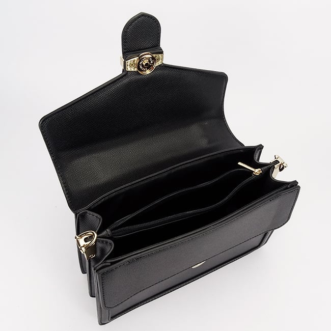 Geantă elegantă de damă Flora&Co Paris – neagră, mică, din piele ecologică [5]