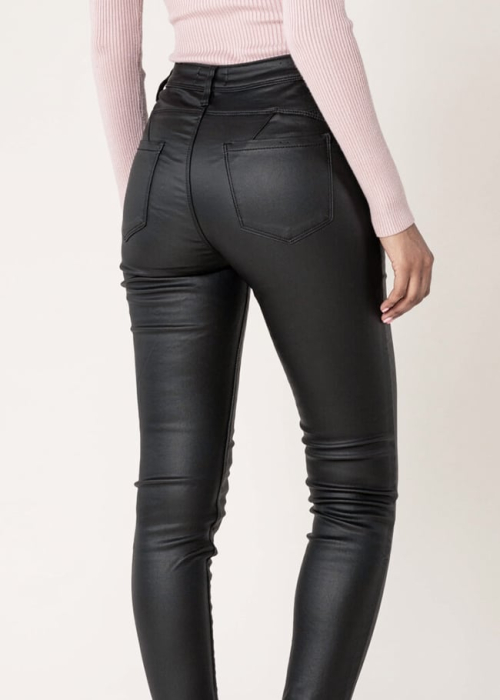 Pantaloni skinny cerati – negru mat [4]