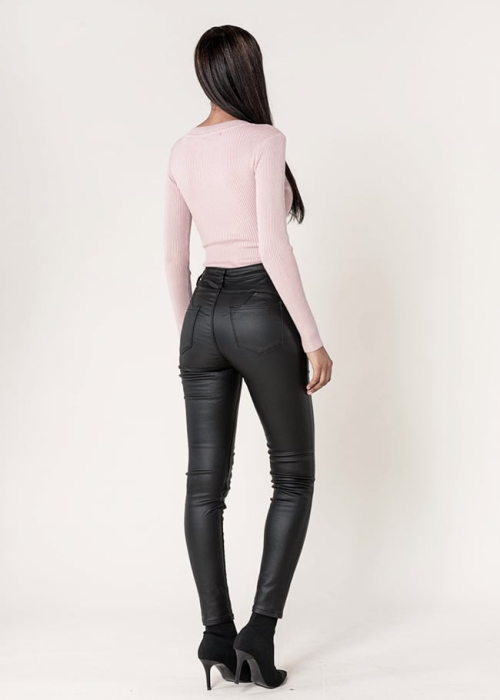 Pantaloni skinny cerati – negru mat [5]