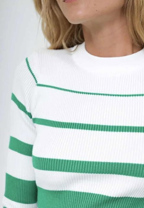 Pulover tricotat cu dungi verzi și albe [2]