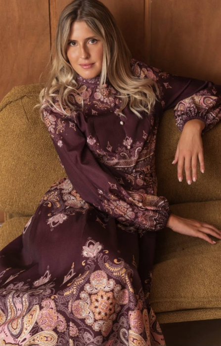 Rochie bordo cu imprimeu ornamental cu motive florale [4]
