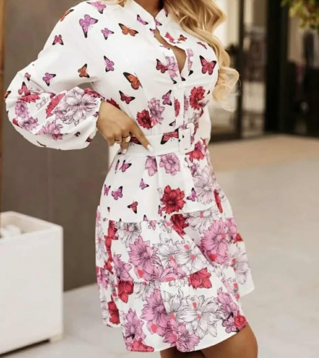 Rochie cu print floral si centura [4]