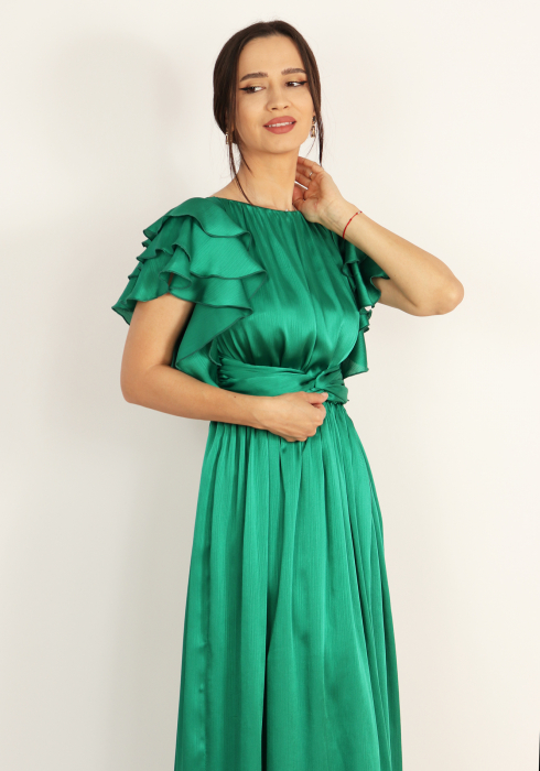 Rochie din voal satinat verde [3]