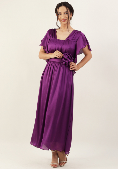 Rochie eleganta midi cu maneci clopot, mov [2]