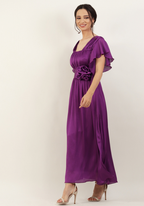 Rochie eleganta midi cu maneci clopot, mov [3]