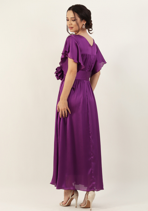 Rochie eleganta midi cu maneci clopot, mov [4]