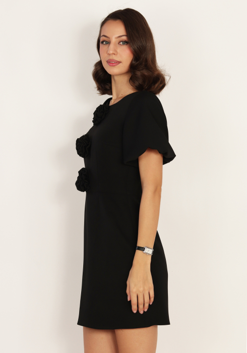 Rochie evazata cu trandafiri decorativi Negru [2]