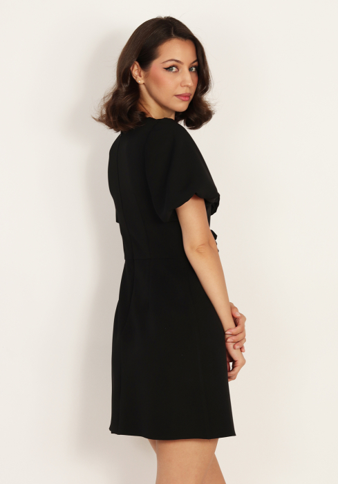 Rochie evazata cu trandafiri decorativi Negru [3]