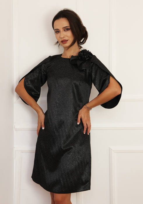 Rochie lejera cu trandafir decorativ Negru [1]
