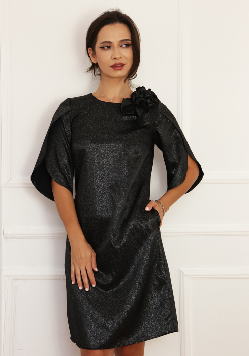Rochie lejera cu trandafir decorativ Negru [3]