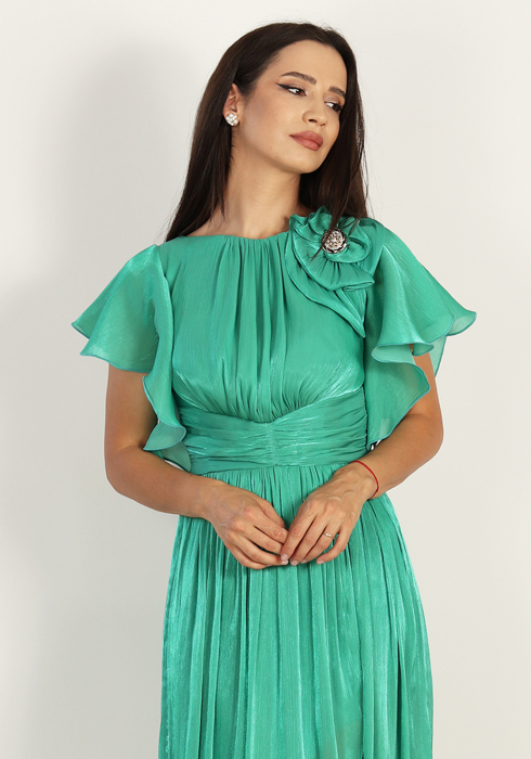 Rochie lunga din organza turcoaz deschis [2]