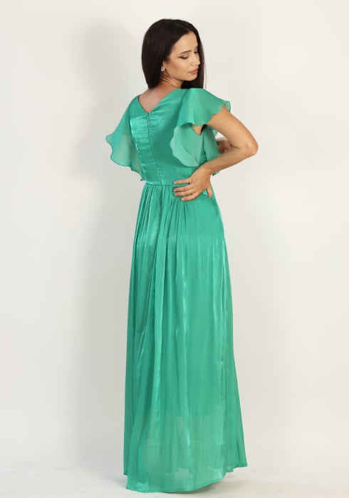 Rochie lunga din organza turcoaz deschis [4]