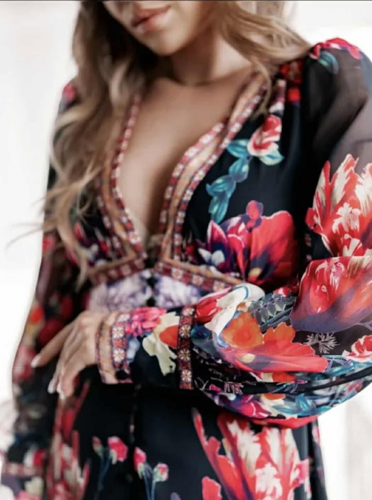 Rochie lunga  inflorata din voal [4]