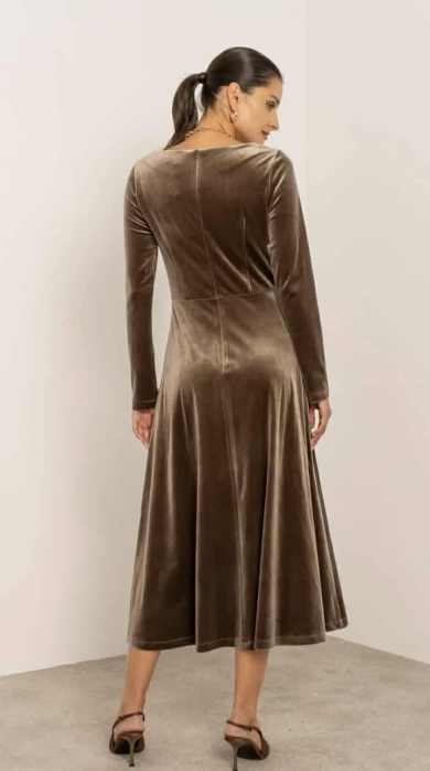 Rochie midi din catifea cu mâneci lungi [4]
