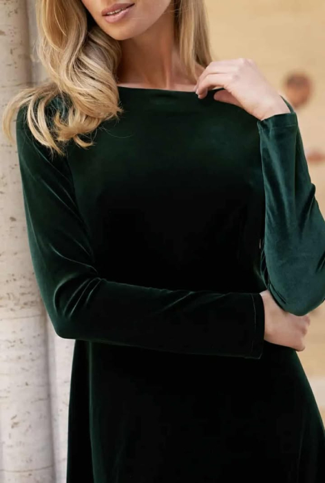 Rochie midi din catifea verde cu maneca lunga [2]