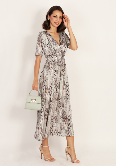 Rochie midi din satin Bej [1]