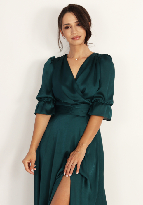 Rochie midi in clos verde [4]