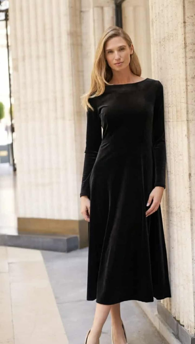 Rochie midi neagra din catifea [1]